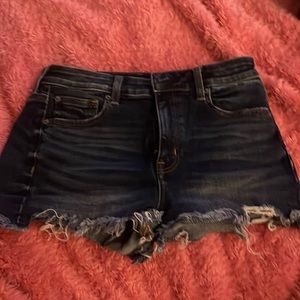 blue, denim, American Eagle, super strech, button up, high rise, size 8 shorts